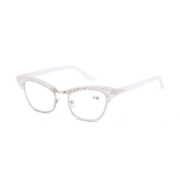 Retro Elegant Cat Eye Rhinestone 1.50 Reading Glasses - NEW Granny Readers - Picture 1 of 5